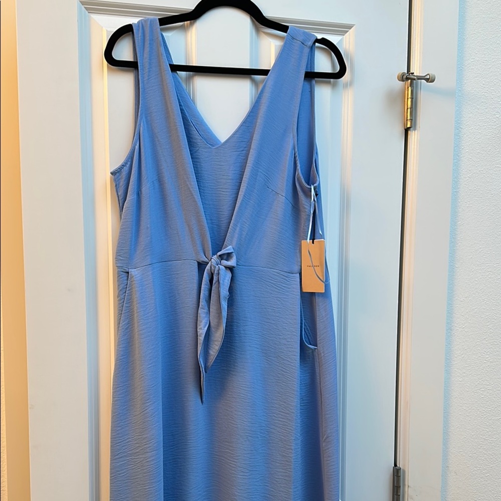 Halogen Light Blue Tie-Front Midi Dress